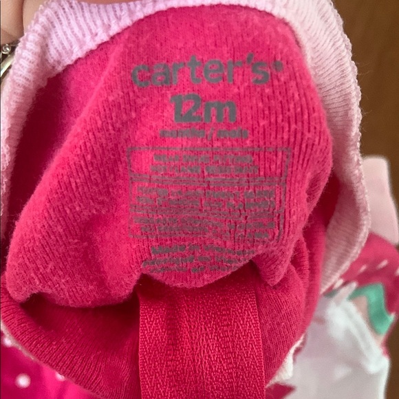 🍊5/$25 Carter's Pink and White Footies with Unicorn Design size 12m - Picture 8 of 8